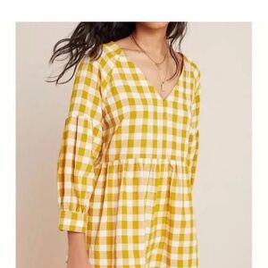 Anthropologie Maeve gingham top yellow tunic